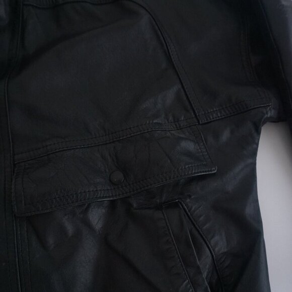 Vintage '80S Sears The Men'S Store Black Zip Up 100% Leather Bomber Jacket L - Picture 7 of 15